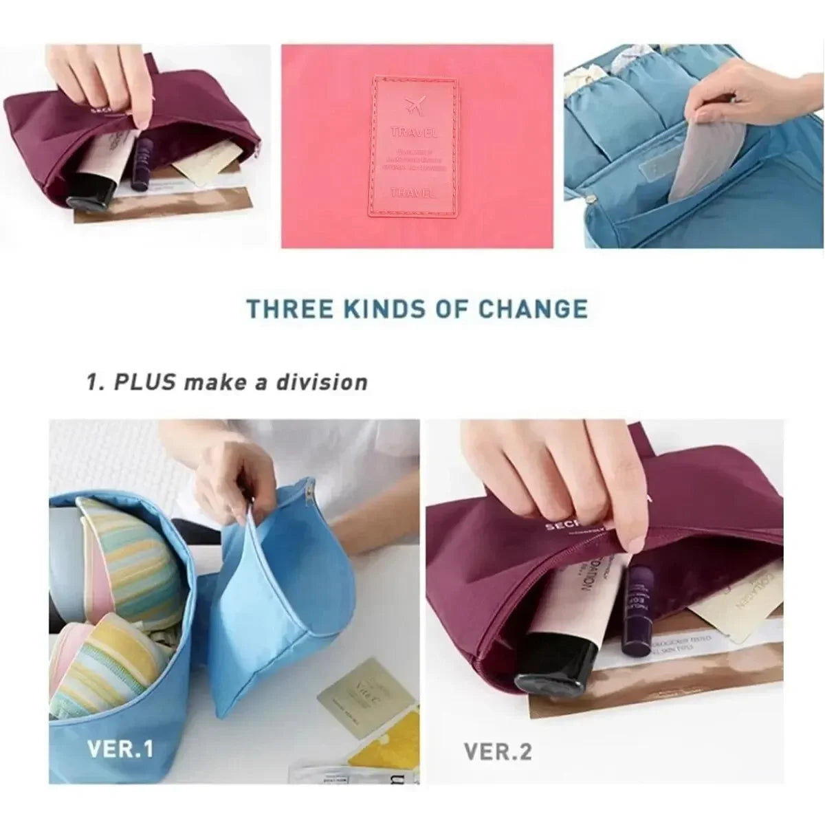 Portable Travel Storage Bag Multi-function Bra Underwear Organizer Bag Toiletry Cosmetic Case for Home Travel Handbag Makeup Bag Leedoar