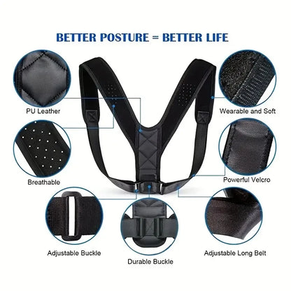 Corrector de postura unisex ajustable para la parte superior de la espalda, hombros y zona lumbar