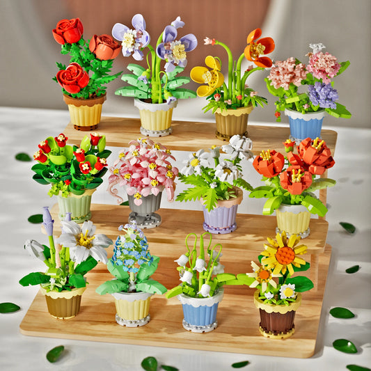 Potted Building Blocks Simulate Succulent Flower Bouquets, Creative Puzzle Block Toys, Eternal Flowers, Home Decoration Leedoar