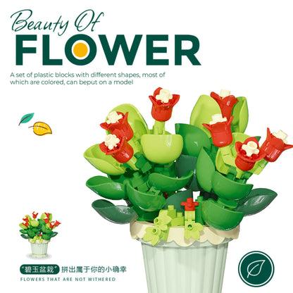 Potted Building Blocks Simulate Succulent Flower Bouquets, Creative Puzzle Block Toys, Eternal Flowers, Home Decoration Leedoar