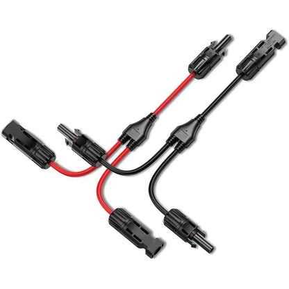 Conectores solares de potencia Cable de derivación en Y de 30 A, adaptador de cable solar paralelo en par para panel solar 1*M/FF+1*F/MM Negro Rojo 