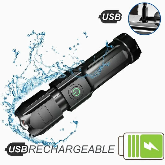 Powerful LED Flashlight Rechargeable USB 18650 Waterproof Zoom Fishing Hunting Camping 100,000 Lumens Tactical Flashlight LED FL Leedoar