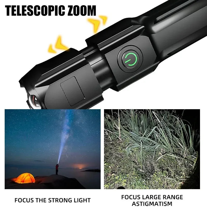 Powerful LED Flashlight Rechargeable USB 18650 Waterproof Zoom Fishing Hunting Camping 100,000 Lumens Tactical Flashlight LED FL Leedoar