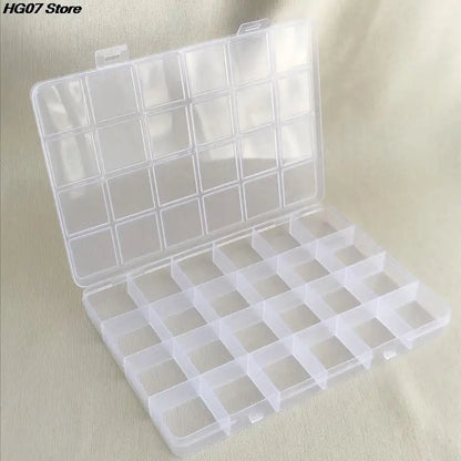 Practical 24 Grid Compartment Plastic Transparent Storage Box Jewelry Earring Bead Screw Holder Case Display Organizer Container Leedoar