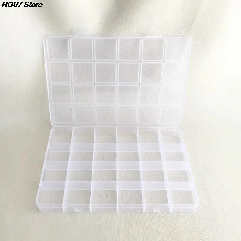 Practical 24 Grid Compartment Plastic Transparent Storage Box Jewelry Earring Bead Screw Holder Case Display Organizer Container Leedoar