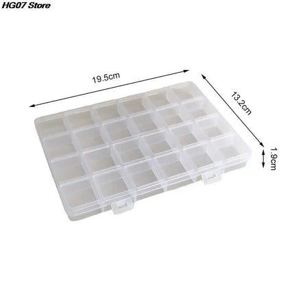 Practical 24 Grid Compartment Plastic Transparent Storage Box Jewelry Earring Bead Screw Holder Case Display Organizer Container Leedoar