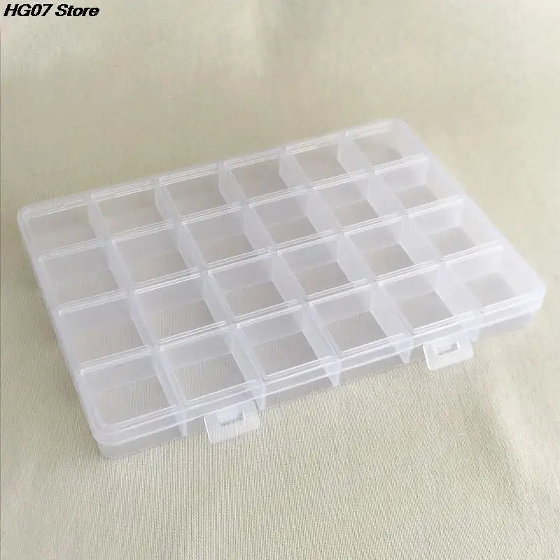 Practical 24 Grid Compartment Plastic Transparent Storage Box Jewelry Earring Bead Screw Holder Case Display Organizer Container Leedoar