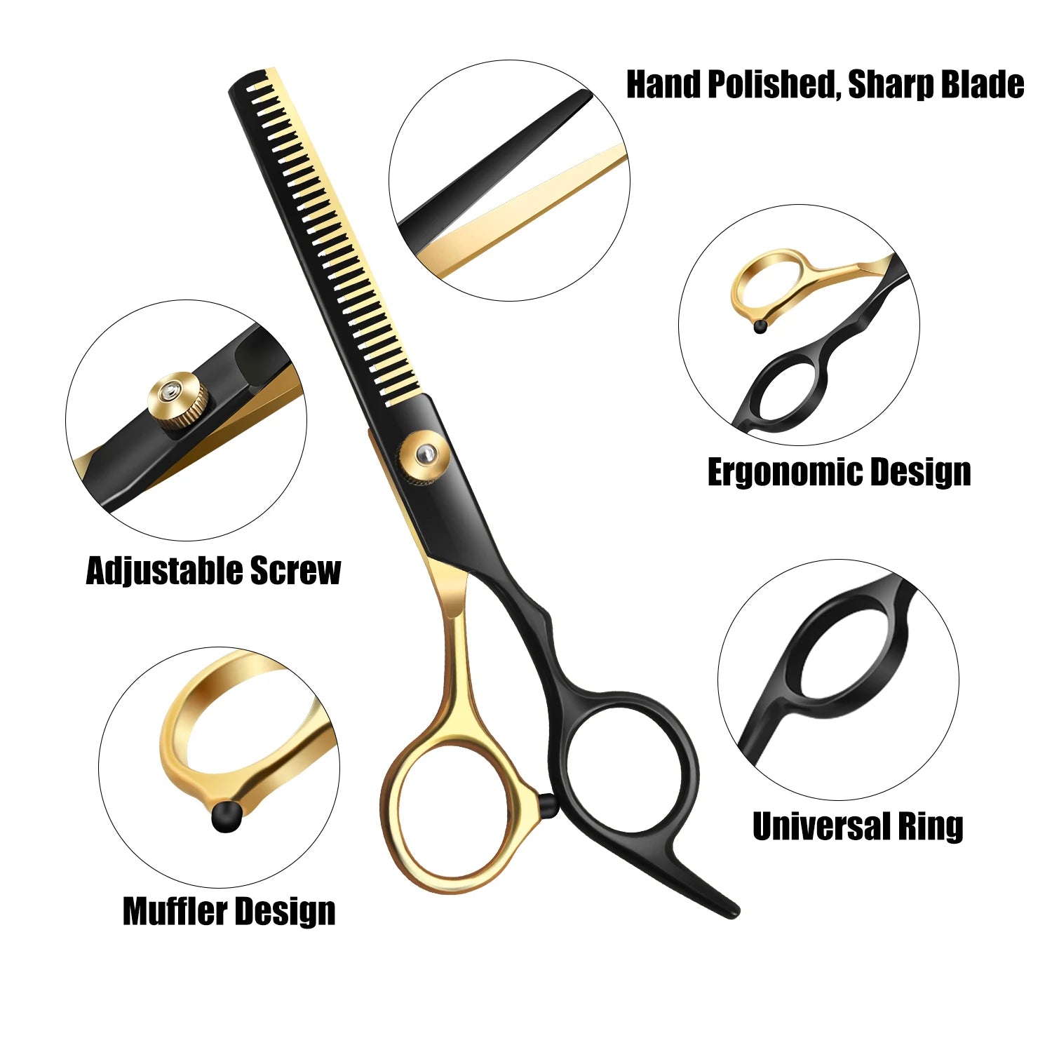 Professional Barber Razor Shear 6 Inch Stainless Steel Hairdressing Scissors Cutting for Men Women Kids Salon Pet Leedoar