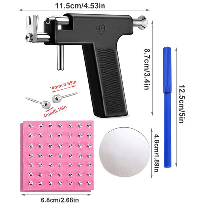 Conjunto de ferramentas de pistola de perfuração de orelha profissional Conjunto de ferramentas de pistola de perfuração de orelha profissional 98 peças de pinos de orelha de aço orelha nariz umbigo piercing corporal 