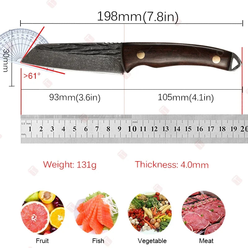 Professional Kitchen Knives Handmade Forged Knife Stainless Steel Boning Knife Fruit Chef Knife Meat Cleaver Butcher Knife Leedoar