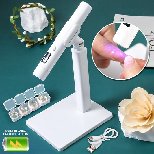 Lâmpada LED UV para unhas profissional, mesa com visor, recarregável, portátil, mini secador de unhas, suporte, lâmpada UV para unhas artísticas, removível 