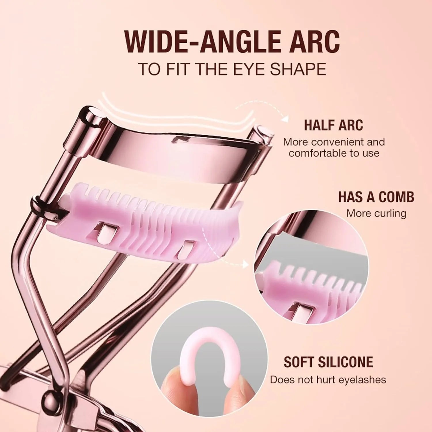 Professional Rose Gold Eyelash Curler Eyelash Makeup Tools Women's Cosmetics Accessories Quick Styling Compact And Portable Leedoar