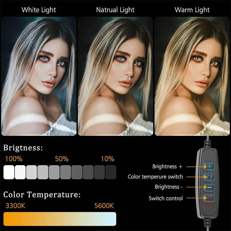 Professional Video Photography  LED light for Selfie Dimmable Video Fill Light for Photo Studio Live Fill Lamp With Tripod Stand Leedoar