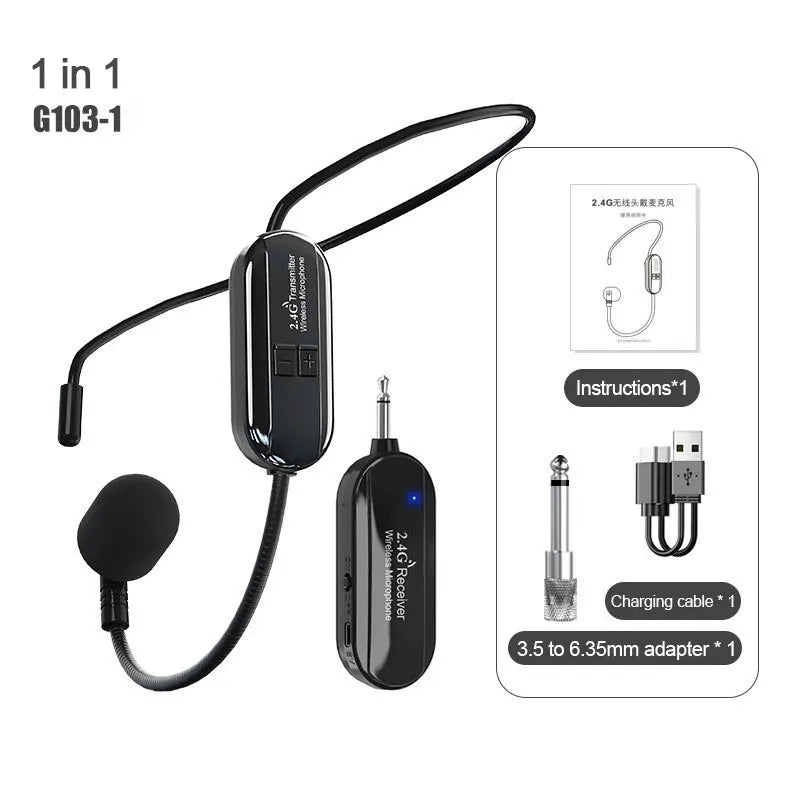 Microfone transmissor de fone de ouvido sem fio profissional, microfone para sistema de voz PA, rádio, violão, ensino, fitness, ioga, jogos, microfone 