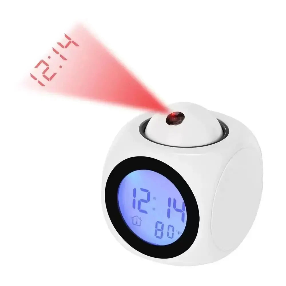 Projection Alarm Clock Ceiling Display Snooze Desk Table Clock Voice Multifunction Digital Projection Clock Temperature Display Leedoar