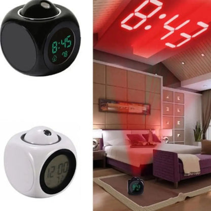 Projection Alarm Clock Ceiling Display Snooze Desk Table Clock Voice Multifunction Digital Projection Clock Temperature Display Leedoar