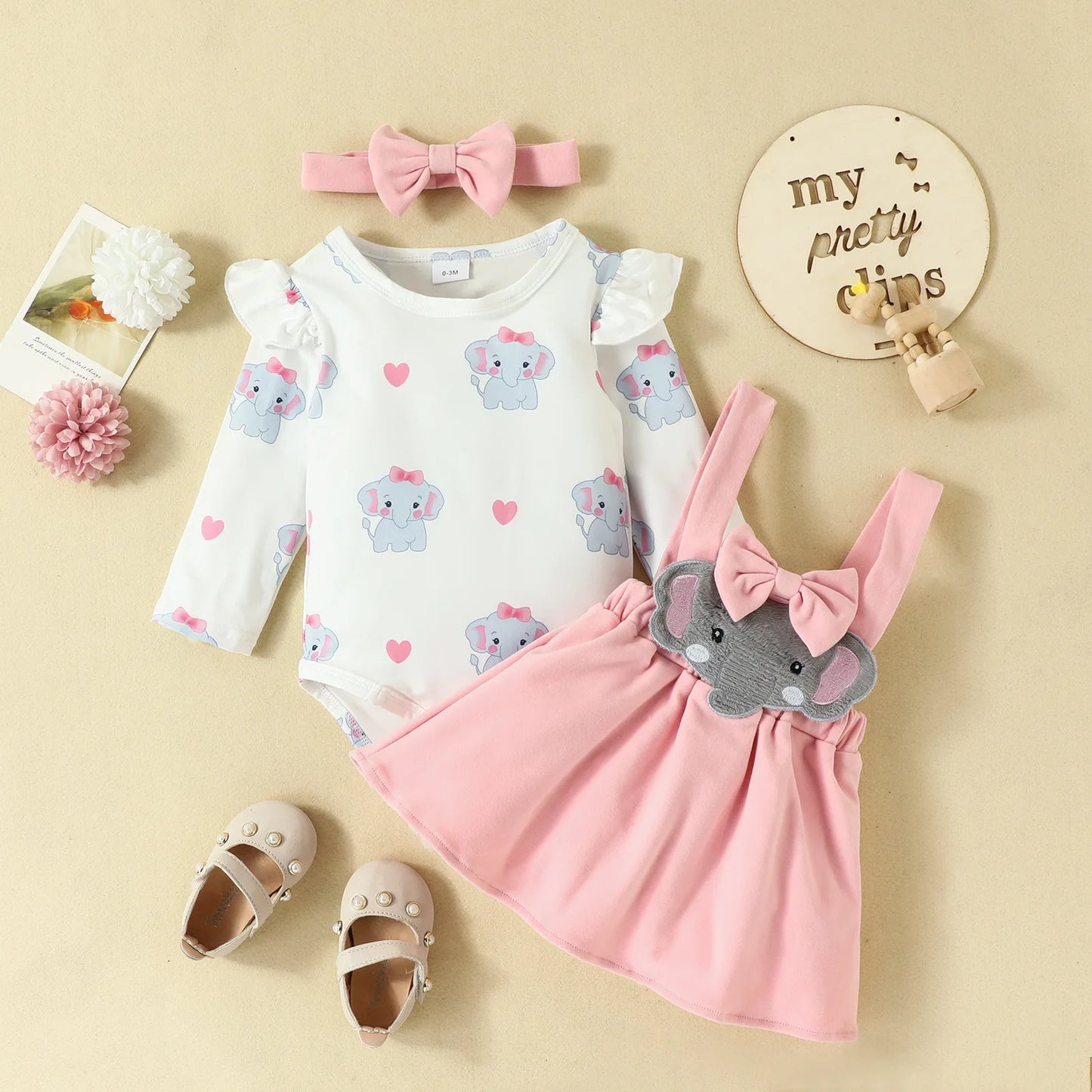 Prowow Cute Fox Baby Dresses For Girls Heart Print Romper+Suspender Fox Dress For Girls Fall Winter Newborn Baby Girl Clothes Leedoar