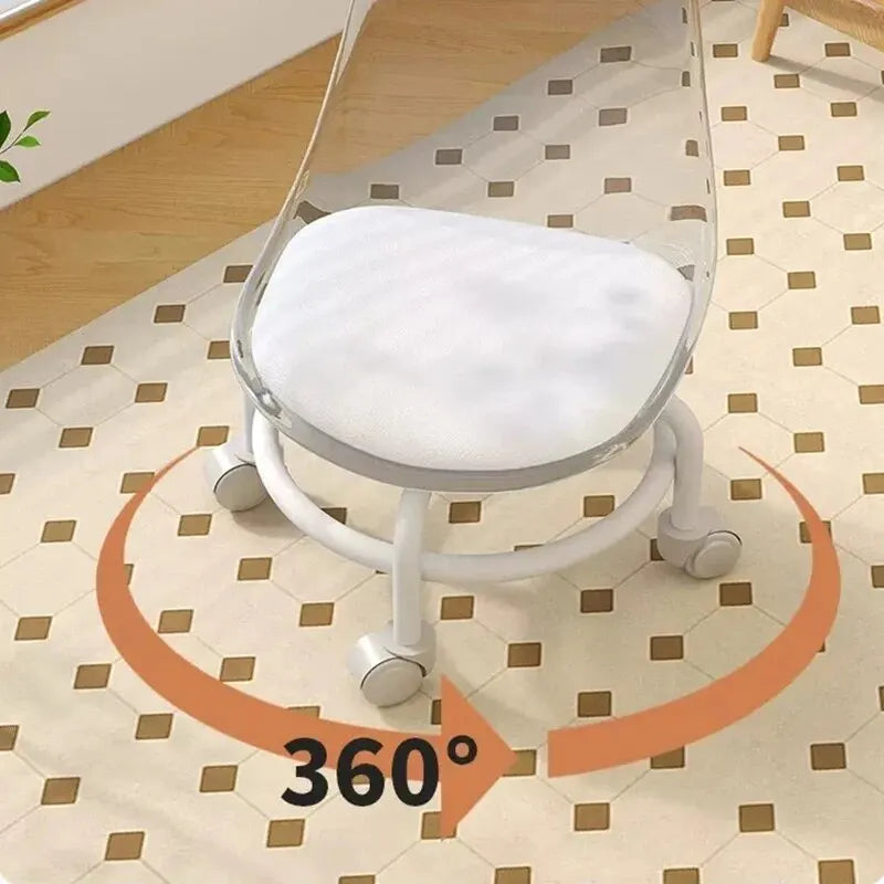 Pulley Low Stool, Household Acrylic Universal Wheel Small Stool, Backrest Chair, CHILDREN'S Small Stool, Living Room Sofa Stool Leedoar