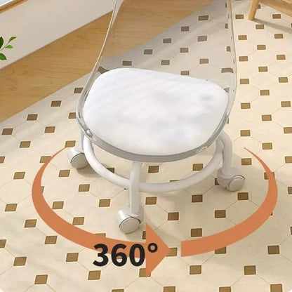 Pulley Low Stool, Household Acrylic Universal Wheel Small Stool, Backrest Chair, CHILDREN'S Small Stool, Living Room Sofa Stool Leedoar