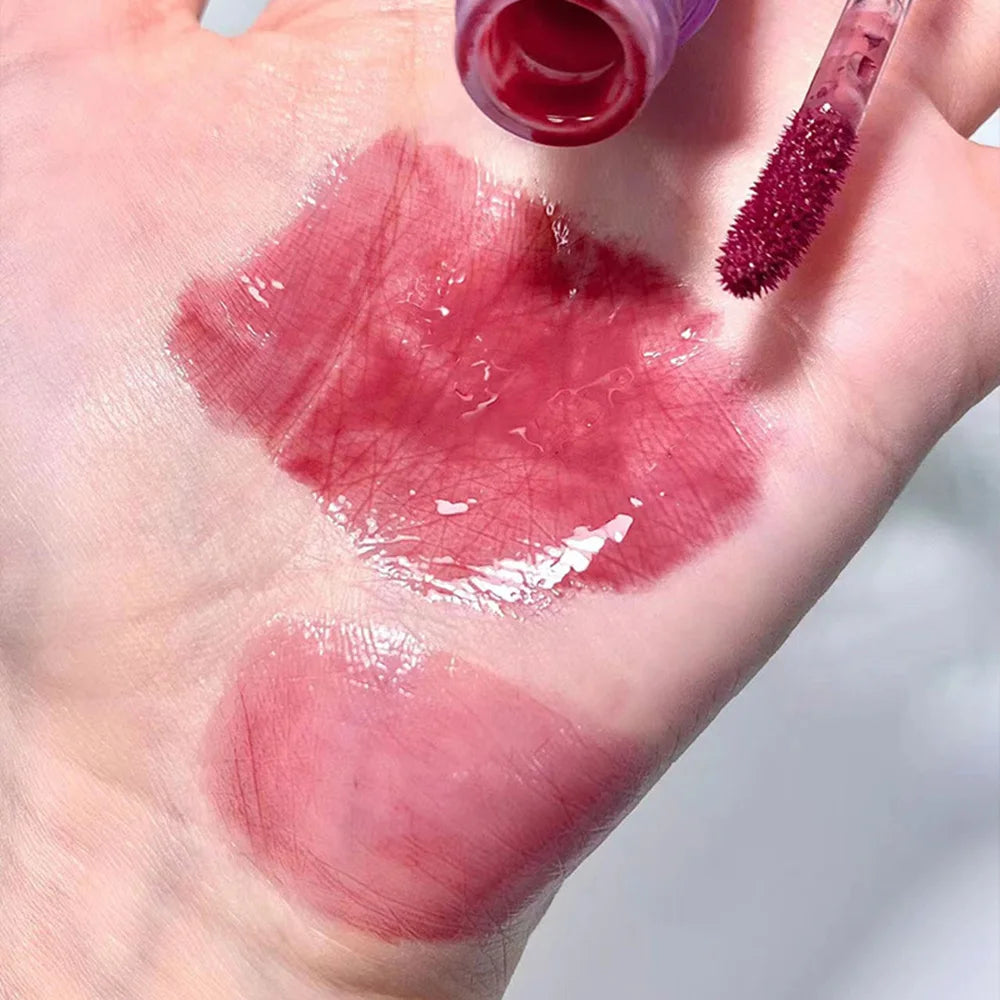 Brilho labial roxo volumizante, brilho espelhado à base de água, brilho labial brilhante e hidratante, altamente pigmentado para meninas e mulheres 