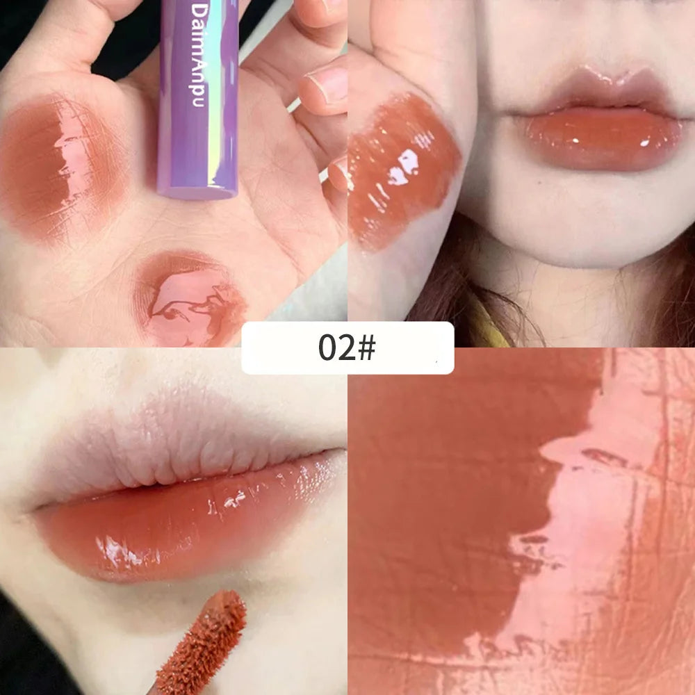 Brillo labial morado voluminizador Mirror Water Gloss Tinte labial brillante e hidratante de alta pigmentación para niñas y mujeres 