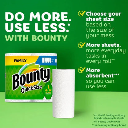 Quick-Size Paper Towels, White, 12 Family Rolls = 26 Regular Rolls