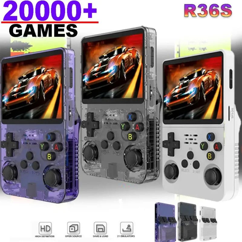 R36S Handheld Game Console 3.5Inch IPS HD Screen Classic Retro Double Joystick Linux System Portable Pocket Video Player 64/128G