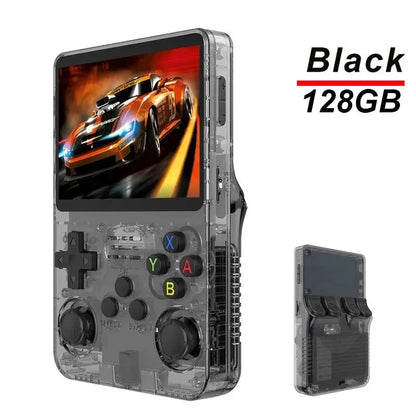 Consola de juegos portátil R36S, pantalla IPS HD de 3,5 pulgadas, sistema Linux con joystick doble, reproductor de vídeo portátil de bolsillo de 64/128 GB 