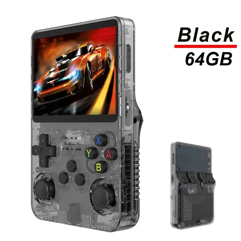 Consola de juegos portátil R36S, pantalla IPS HD de 3,5 pulgadas, sistema Linux con joystick doble, reproductor de vídeo portátil de bolsillo de 64/128 GB 