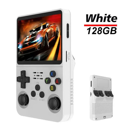 Consola de juegos portátil R36S, pantalla IPS HD de 3,5 pulgadas, sistema Linux con joystick doble, reproductor de vídeo portátil de bolsillo de 64/128 GB 