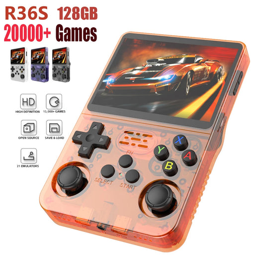 R36S Retro Handheld Video Game Console Linux Sistema 3,5 Polegadas Tela IPS Portátil Pocket Video Player 128 GB Jogos Menino Presente 