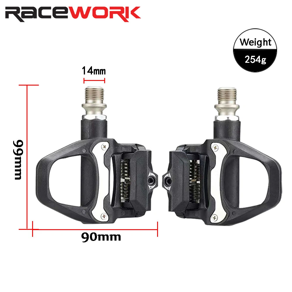 RACEWORK Road Bike Pedal Nylon Bicycle Locking Pedals Cycling Bearing Cleats Clipless Pedal For SPD SL System With Locking Plate Leedoar