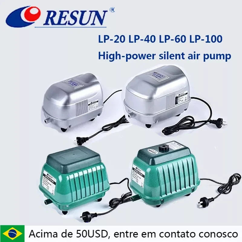 RESUN Large-volume high-power fish tank aquarium fish pond silent air pump LP-20 LP40 LP60 LP100 oxygenation pump Leedoar