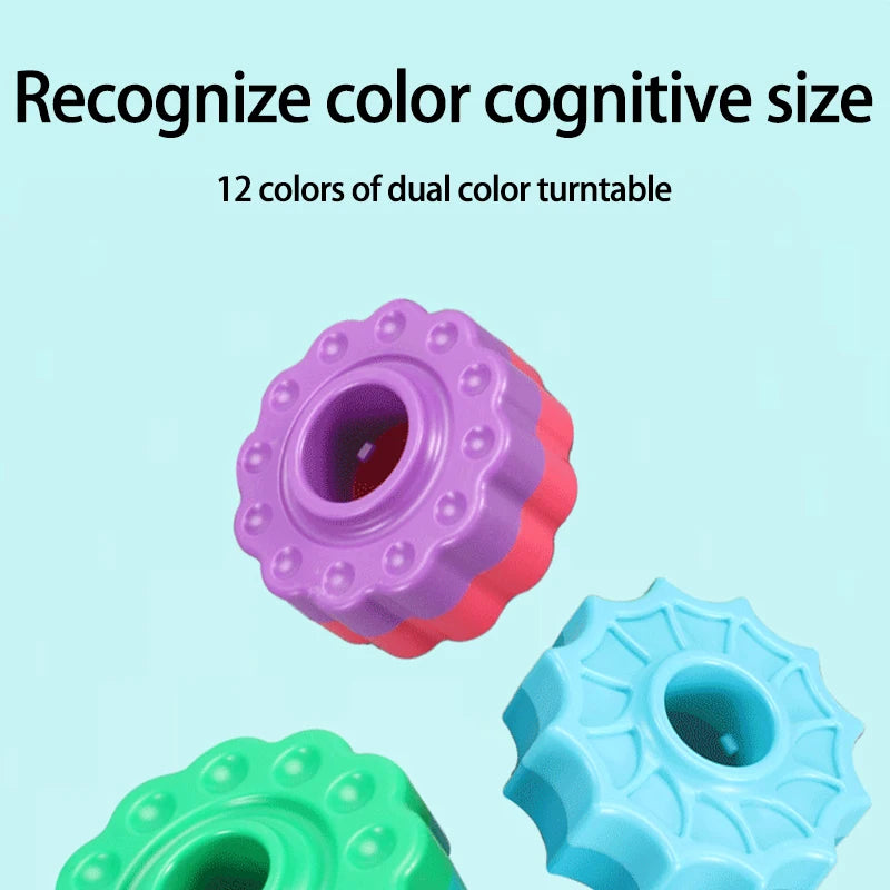 Rainbow Turret Stacking Music Color Nesting Ring 1-3 Years Old Infant Baby Turn Turret Puzzle Early Education Toys Leedoar