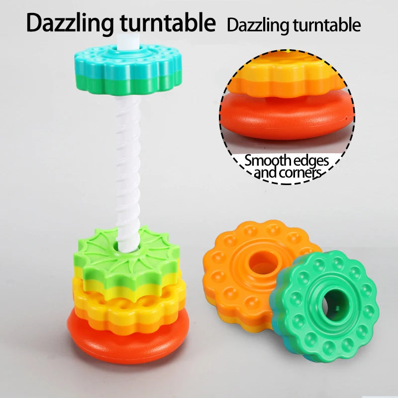 Rainbow Turret Stacking Music Color Nesting Ring 1-3 Years Old Infant Baby Turn Turret Puzzle Early Education Toys Leedoar