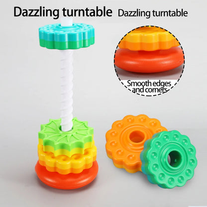 Rainbow Turret Stacking Music Color Nesting Ring 1-3 Years Old Infant Baby Turn Turret Puzzle Early Education Toys Leedoar