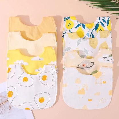 Random 3pcs Baby Bibs Burp Cloths Bibs Soft Cotton Adjustable Bib U Shape Newborn Feeding Bibs Infants Saliva Towel Leedoar