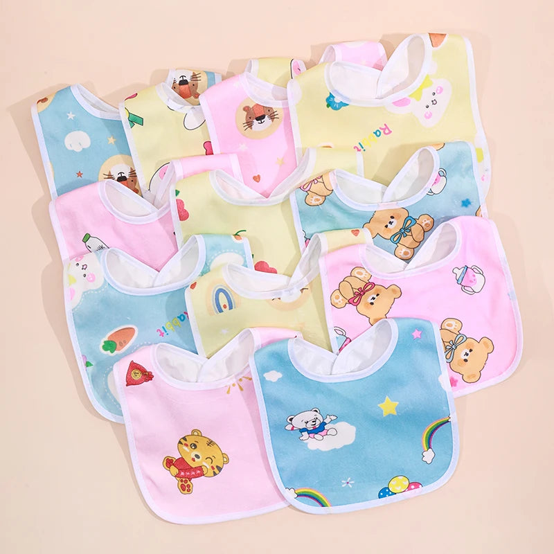 Random 5/8/10pcs Baby Cotton Babadores Burp Saliva Towel Cartoon Bibs Bandana Waterproof Boys Girls Accessories Clothing Leedoar