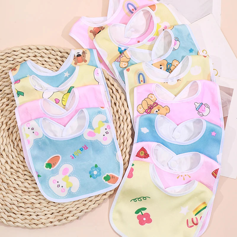 Random 5/8/10pcs Baby Cotton Babadores Burp Saliva Towel Cartoon Bibs Bandana Waterproof Boys Girls Accessories Clothing Leedoar