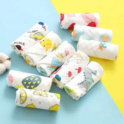 Random 5pcs Muslin 6 Layers Cotton Soft Baby Towels Baby Face Towel Handkerchief Bathing Feeding Face Washcloth Wipe Burp Cloth Leedoar