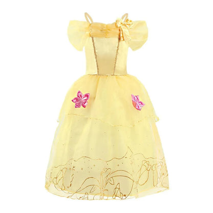 Rapunzel Dress for Girls Cinderella Belle Dress Up Fantasy Children Birthday Party Princess Costume Kids Halloween Clothes Leedoar