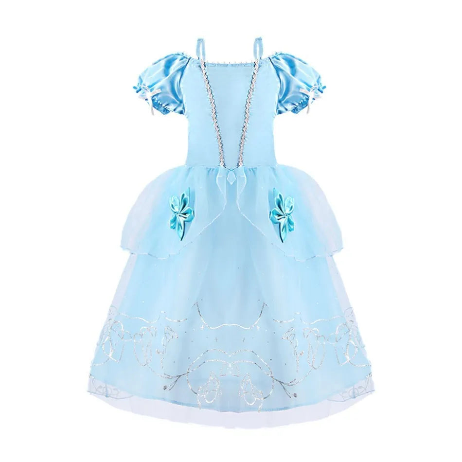 Rapunzel Dress for Girls Cinderella Belle Dress Up Fantasy Children Birthday Party Princess Costume Kids Halloween Clothes Leedoar