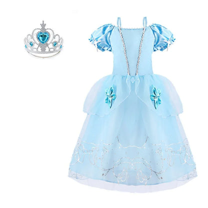 Rapunzel Dress for Girls Cinderella Belle Dress Up Fantasy Children Birthday Party Princess Costume Kids Halloween Clothes Leedoar