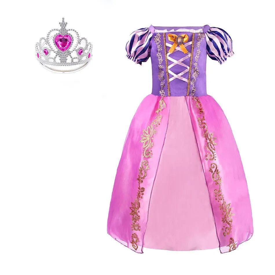 Rapunzel Dress for Girls Cinderella Belle Dress Up Fantasy Children Birthday Party Princess Costume Kids Halloween Clothes Leedoar