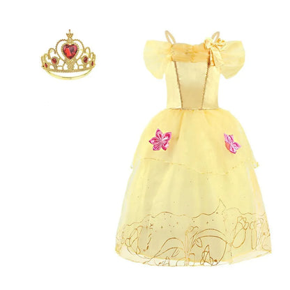 Rapunzel Dress for Girls Cinderella Belle Dress Up Fantasy Children Birthday Party Princess Costume Kids Halloween Clothes Leedoar