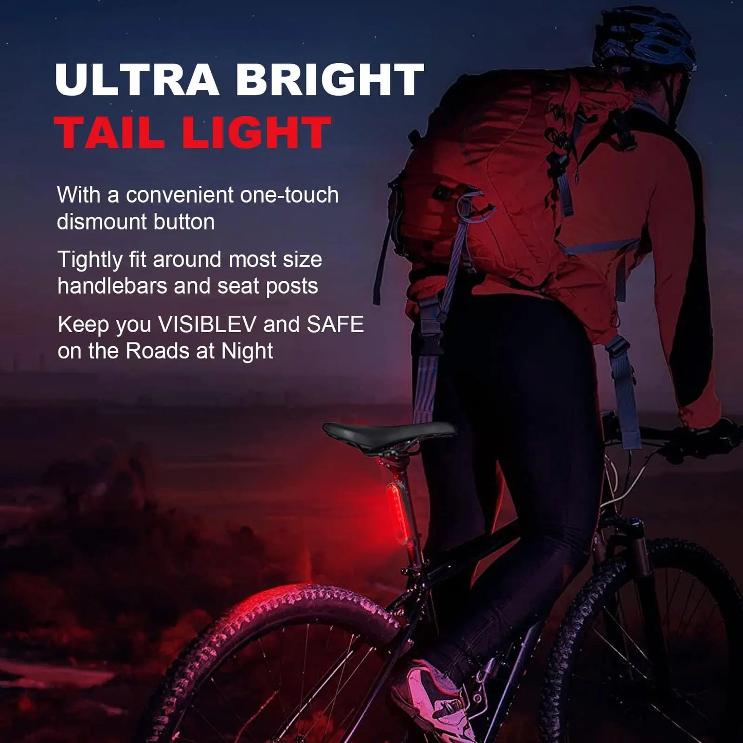 Rear Bike Tail Light USB Rechargeable Red Ultra Bright Taillights Fit On Bicycle Easy to Install for Cycling Safety Leedoar