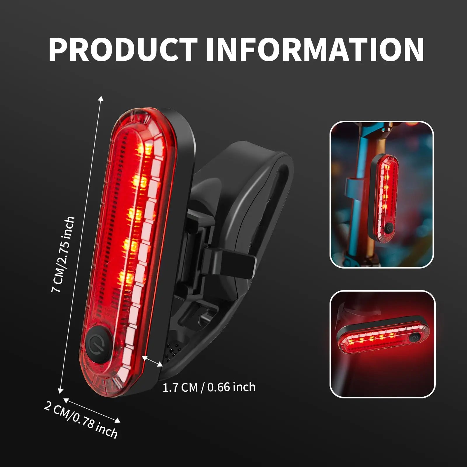 Rear Bike Tail Light USB Rechargeable Red Ultra Bright Taillights Fit On Bicycle Easy to Install for Cycling Safety Leedoar