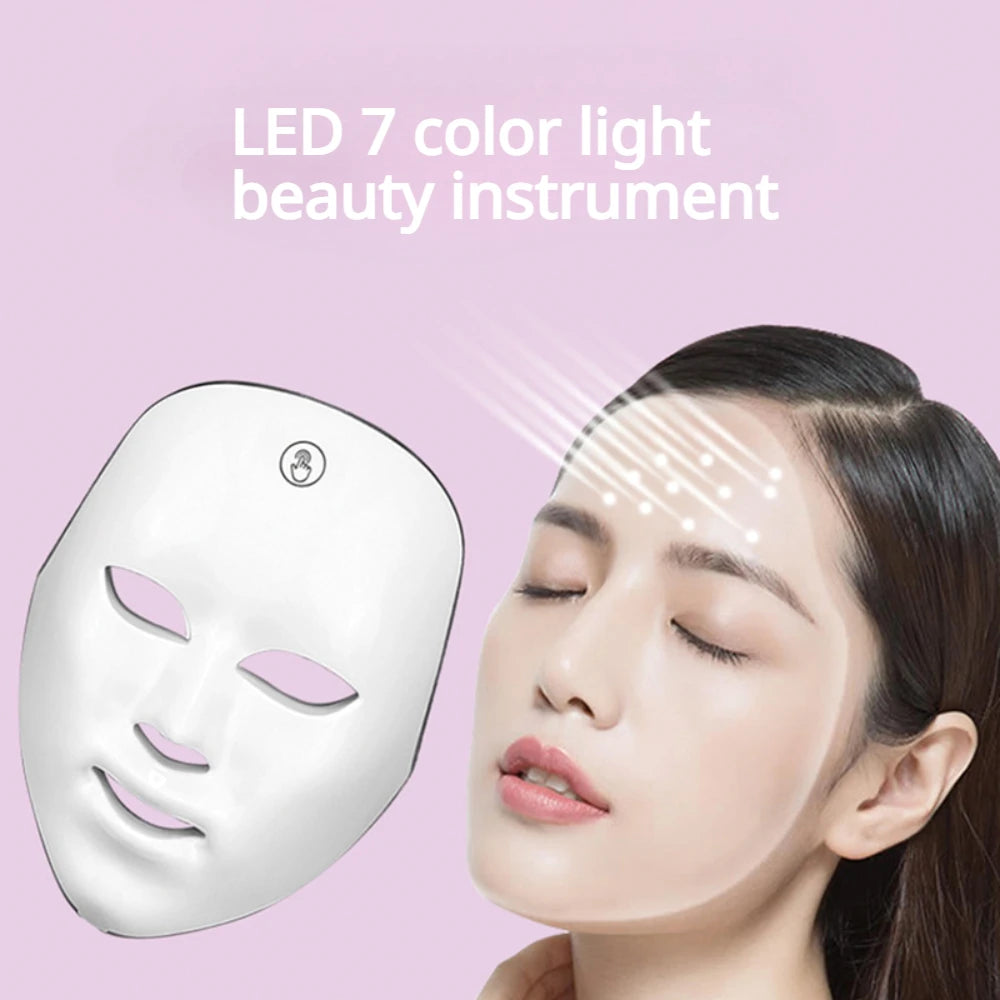 Máscara LED recarregável de 7 cores Cuidados com a pele Uso doméstico Terapia de luz vermelha Dispositivos de fótons Terapia de luz LED Beleza facial Dispositivos faciais