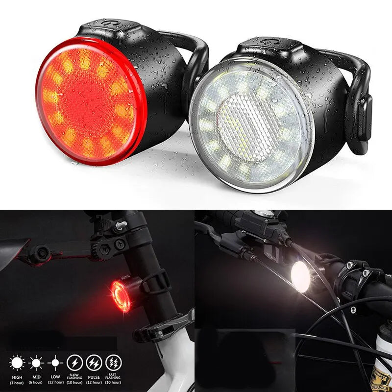 Rechargeable Bike Light Mini Warning Taillight LED COB Waterproof Highlight Riding Taillight Front Rear Bicycle Lamp Headlights Leedoar