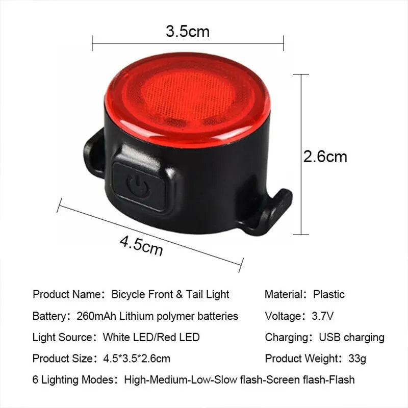 Rechargeable Bike Light Mini Warning Taillight LED COB Waterproof Highlight Riding Taillight Front Rear Bicycle Lamp Headlights Leedoar